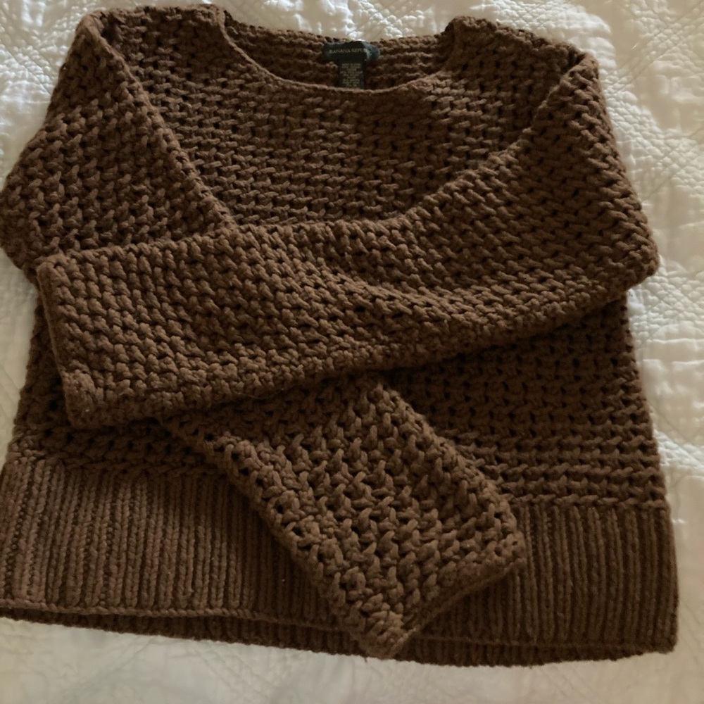 Banana Republic Chunky Scoop-Neck Sweater in Chocolate Brown